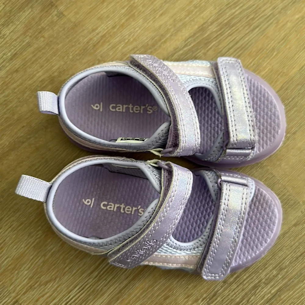 Kids Lilac Sparkle Adjustable Sandals